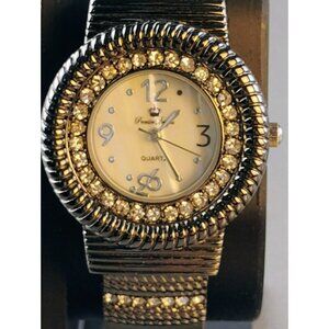 Premier Designs Womens wristwatch rhinestones cuff bracelet watch new battery